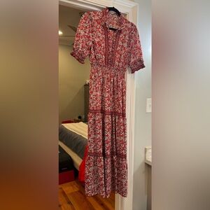 Max Studio Red and White Floral Maxi Dress